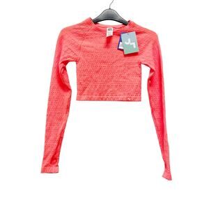 JoyLab Women's Cropped Seamless Long Sleeve Tee Orange Size XS